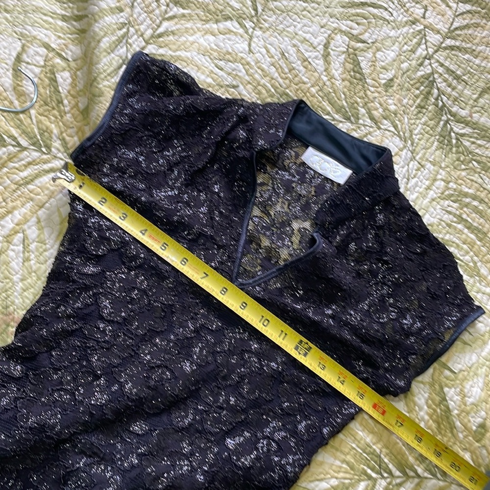 Cache metallic lace,sheer cheongsam column cocktail dress - Picture 8 of 10